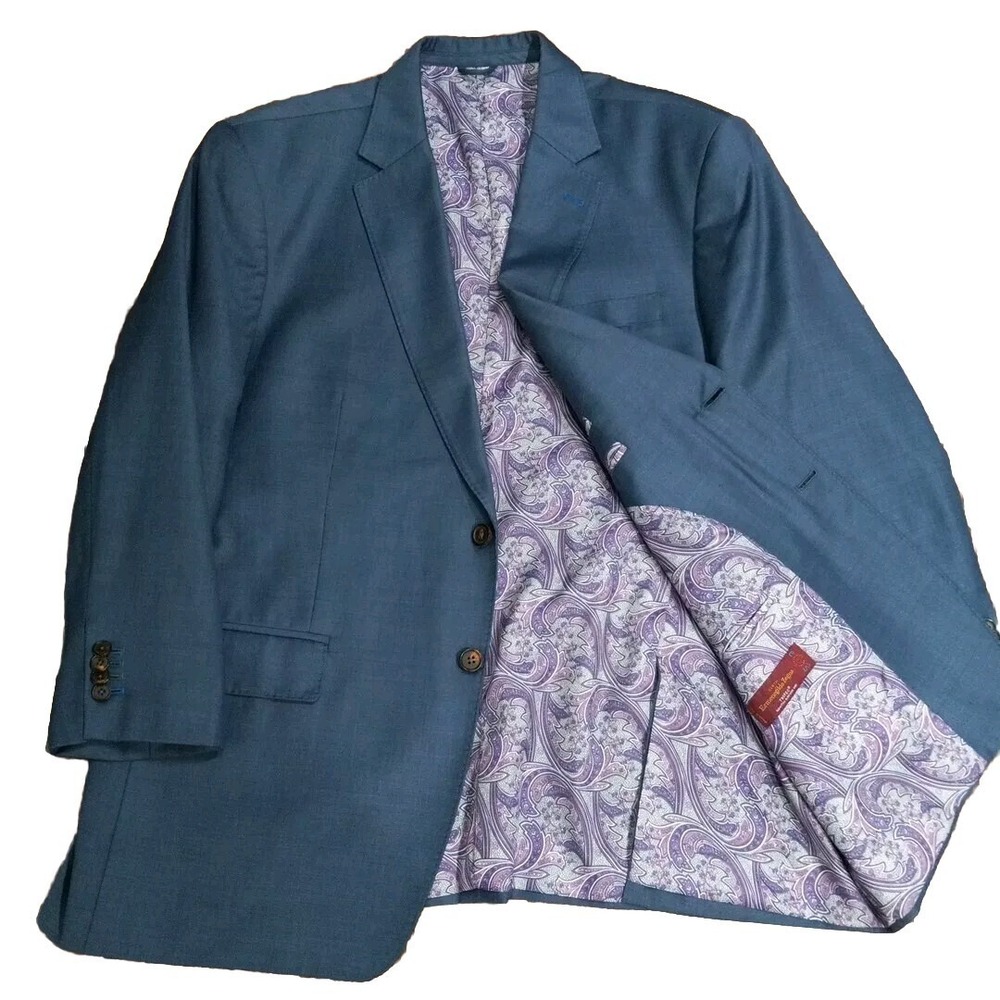 Ermenegildo Zegna Trofeo Blue Wool Mens Blazer Jacket
